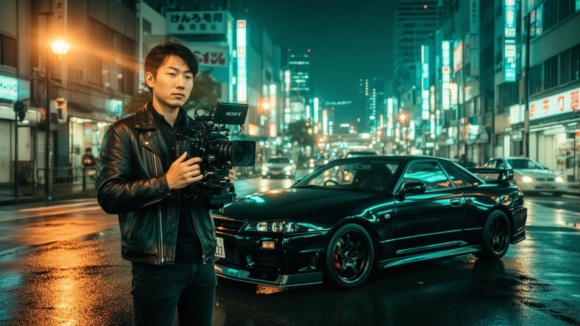 Tokyo night cinematic shooting
